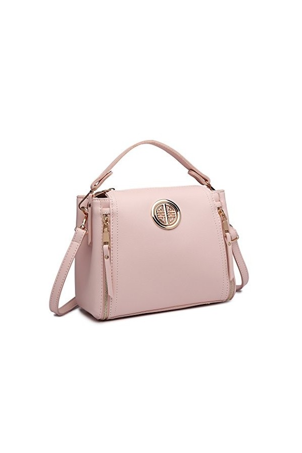 Miss Lulu Femme Sac à Main Bandoulière Sac Messenger en Cuir PU Sac Fourre-tout Rose 