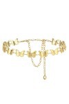 Meliyya Ceinture en métal pour femme - Motif papillon - Idéal pour robe, chemisier, mariage, fête, Or 07427, 115