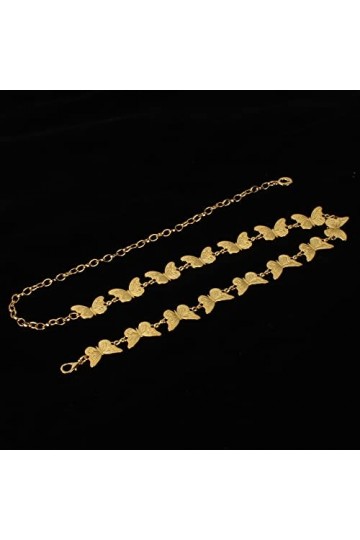 Meliyya Ceinture en métal pour femme - Motif papillon - Idéal pour robe, chemisier, mariage, fête, Or 07427, 115