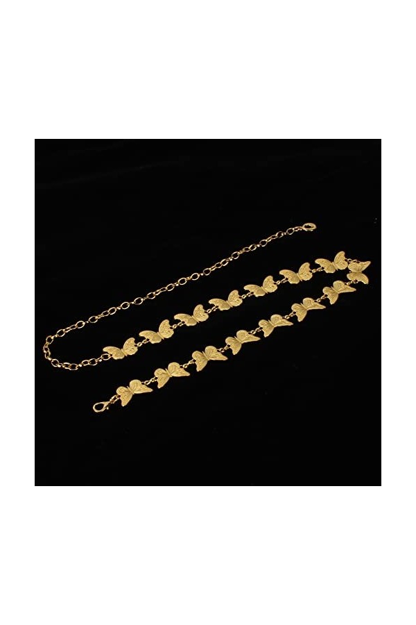 Meliyya Ceinture en métal pour femme - Motif papillon - Idéal pour robe, chemisier, mariage, fête, Or 07427, 115