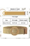 Basetousual Ceinture Paille Femme, Ceinture Tressée Femme, 3 Pièces Ceinture Élastique Tissée en Paille 2000, Boucle Ronde Ti