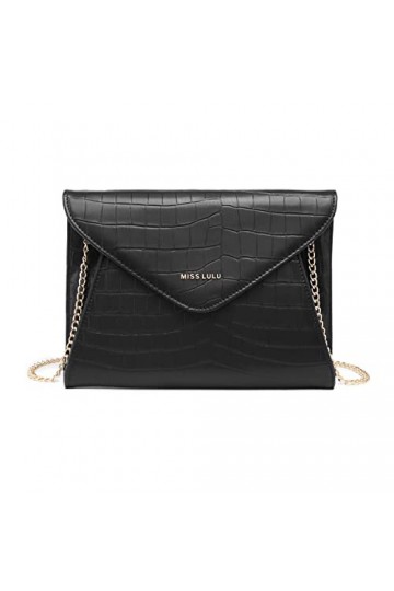 Miss Lulu Embrayage Sac Mariage Femmes Enveloppe Chaîne Sac Taille Unique Noir 