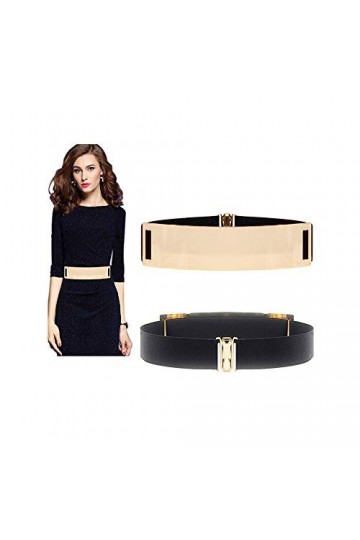 VITORIAS GIFT Ceinture vintage pour femme, ceinture en métal doré avec miroir, ceinture large à nouer autour de la taille, T