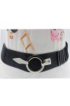 Glamexx24 Ceinture élastique pour femme - 6 cm de large - Avec anneau argenté, Serpent bleu foncé, 85cm Taillenweite 76-108