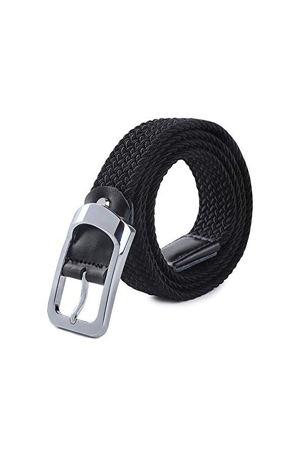 HANCHAO Ceinture Tressée Élastique Femmes Hommes Ceinture Extensible Unisexe Belt Blanc-2-120cm
