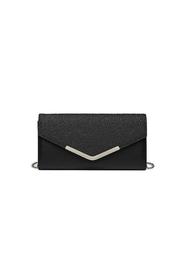 Miss Lulu Pochettes pour femmes, Pochette en enveloppante dentelle florale, Sac à bandoulière avec chaîne élégante, Pochette 
