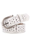 MRACSIY Femmes Ceinture à boucle ardillon Antique Décontractée Ceinture en cuir Blanc 01 110cm