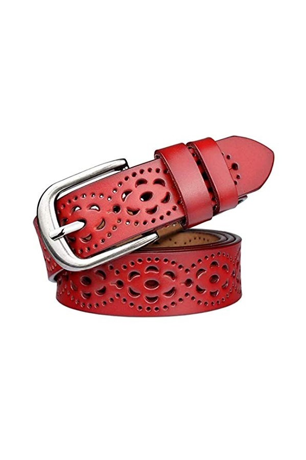 MRACSIY Femmes Ceinture à boucle ardillon Antique Décontractée Ceinture en cuir Blanc 01 110cm