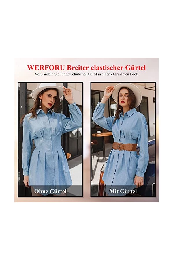 WERFORU Ceinture élastique large pour femme avec boucle de ceinture, B brun, taille 40/44"