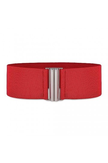 Bolerose Large Taille Ajustable Élastique extensible Ceinture Rétro Fermoir vertical Boucle Ceinture Rouge, S 