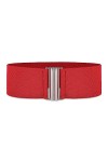 Bolerose Large Taille Ajustable Élastique extensible Ceinture Rétro Fermoir vertical Boucle Ceinture Rouge, S 