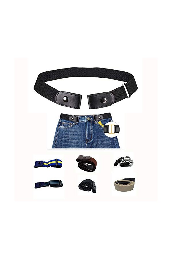 Ceinture Femme élastique sans Boucle -Ceinture élastique Invisible,Ceinture extensible pour les femmes/hommes， mode respirer 