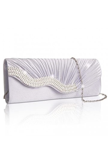 Larcenciel Pochette Enveloppe Sac de Soirée en Paillettes Brillant Argenté pour Femme Argenté 1 