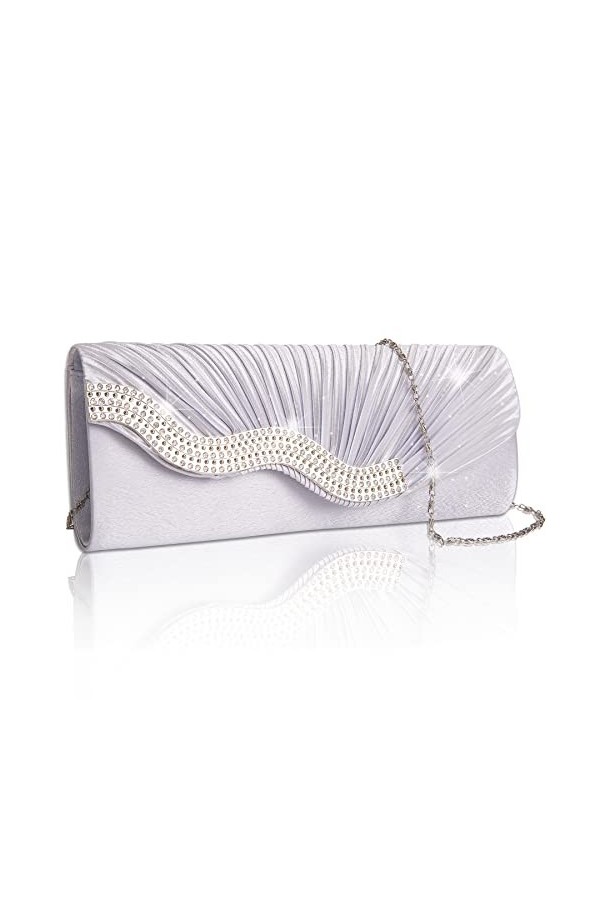 Larcenciel Pochette Enveloppe Sac de Soirée en Paillettes Brillant Argenté pour Femme Argenté 1 