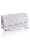 Larcenciel Pochette Enveloppe Sac de Soirée en Paillettes Brillant Argenté pour Femme Argenté 1 