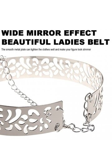Quesuc femmes argent chaîne en métal ceinture réglable taille brillante mode plaque de métal taille accessoires décoratifs ro