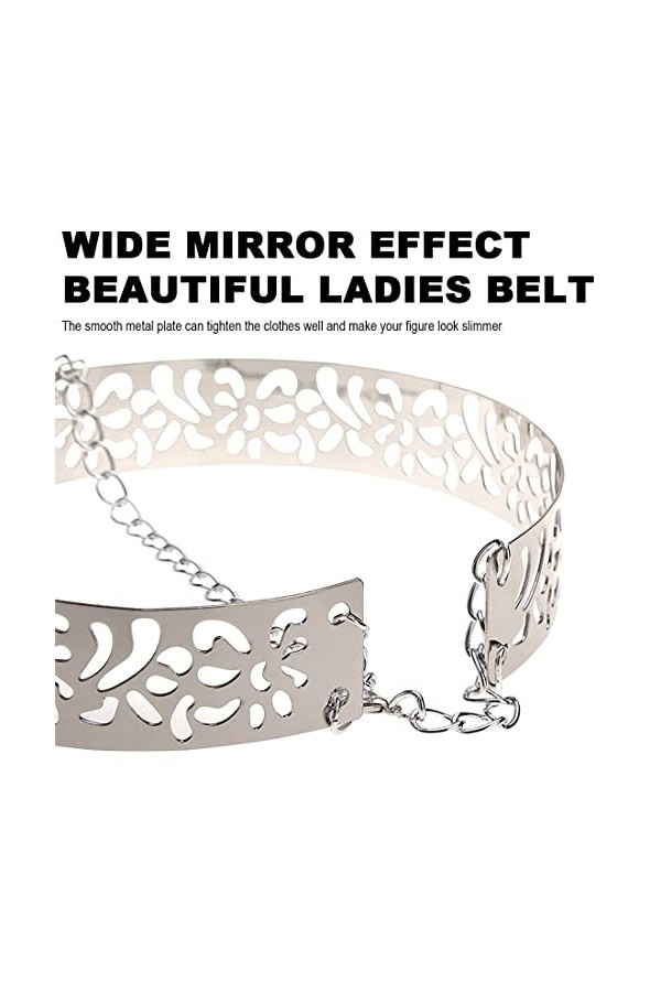 Quesuc femmes argent chaîne en métal ceinture réglable taille brillante mode plaque de métal taille accessoires décoratifs ro
