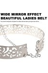 Quesuc femmes argent chaîne en métal ceinture réglable taille brillante mode plaque de métal taille accessoires décoratifs ro