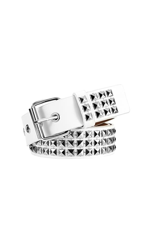 Newellsail Ceinture Cloutée Ceinture à Rivets Rock Ceinture Punk en Cuir PU avec Clous Pyramidaux Brillante pour Femme et Hom