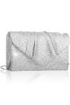 Larcenciel Pochette Enveloppe Sac de Soirée en Paillettes Brillant Argenté pour Femme argent 