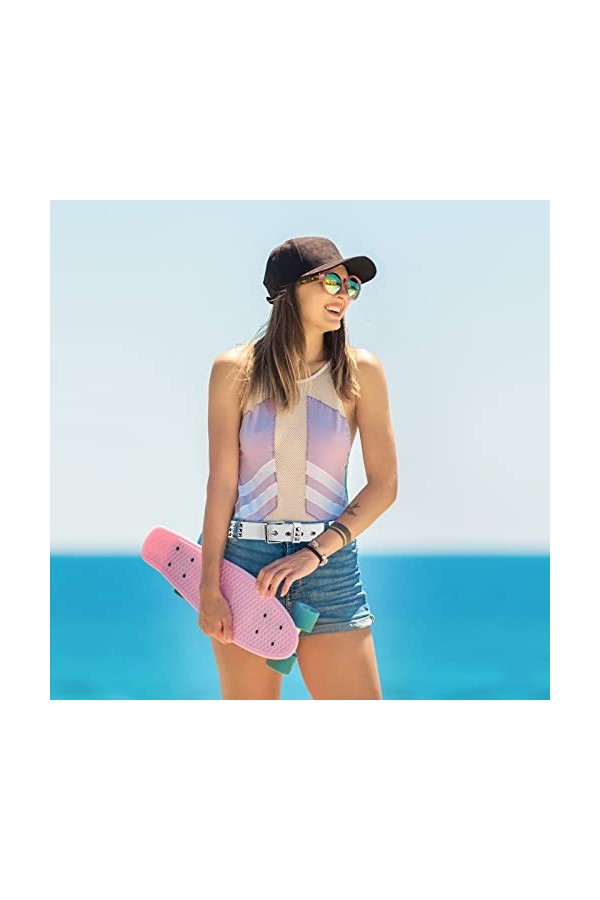 Newellsail Ceinture Cloutée Ceinture à Rivets Rock Ceinture Punk en Cuir PU avec Clous Pyramidaux Brillante pour Femme et Hom