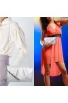 Larcenciel Pochette Enveloppe Sac de Soirée en Paillettes Brillant Argenté pour Femme argent 