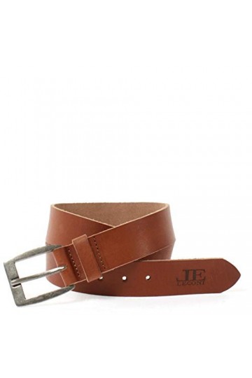 LECONI Ceinture en cuir pour homme et femme,Look vintage,Largeur : 3.8 cm,Cuir de buffle rustique tanné végétal,Marron vintag
