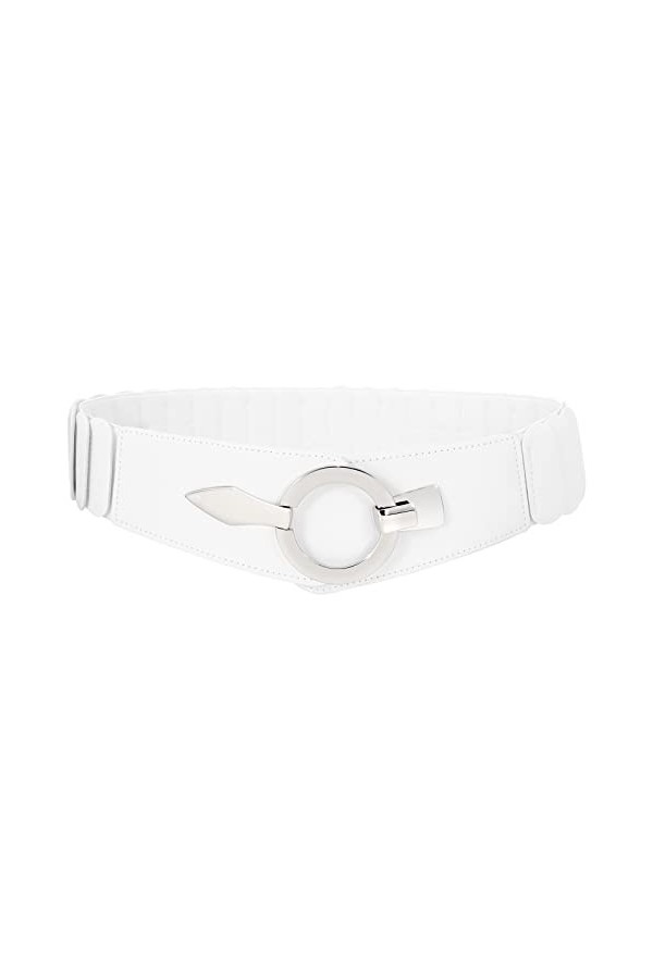 JasGood Ceinture large élastique pour femme avec boucle en argent, a-noir, 85 cm taille 85/100 cm 