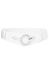 JasGood Ceinture large élastique pour femme avec boucle en argent, a-noir, 85 cm taille 85/100 cm 