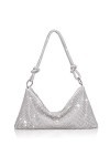Larcenciel Sac Bandoulière Femme, Pochette Sac de Soirée en Brillant Strass, Chic Sacs à Main Femme Diamant, Élégante Sac Fou