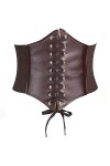 Lamdgbway Corset En Cuir à Lacets Ceinture De Taille élastique Ceinture De Taille Rétro Pour Femmes Grils Black 65cm