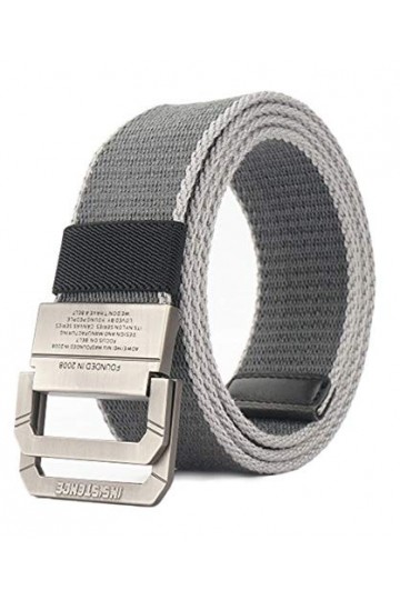 Longwu Toile militaire en toile à double anneau avec anneau en D pour ceinture, ceinture tactique décontractée Gris