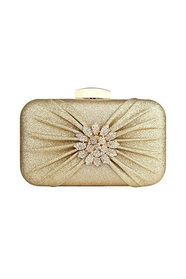 Milky Way Pochette de soirée de designer pour femme avec perles, doré, Taille unique