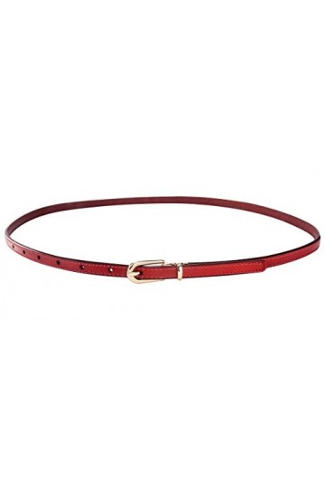 Aivtalk - Ceinture Rouge Fille Femme Cuir Mode Fine Sangle Ceinturon avec Boucle Alliage pour Décoration Jean Robe Pantalon B