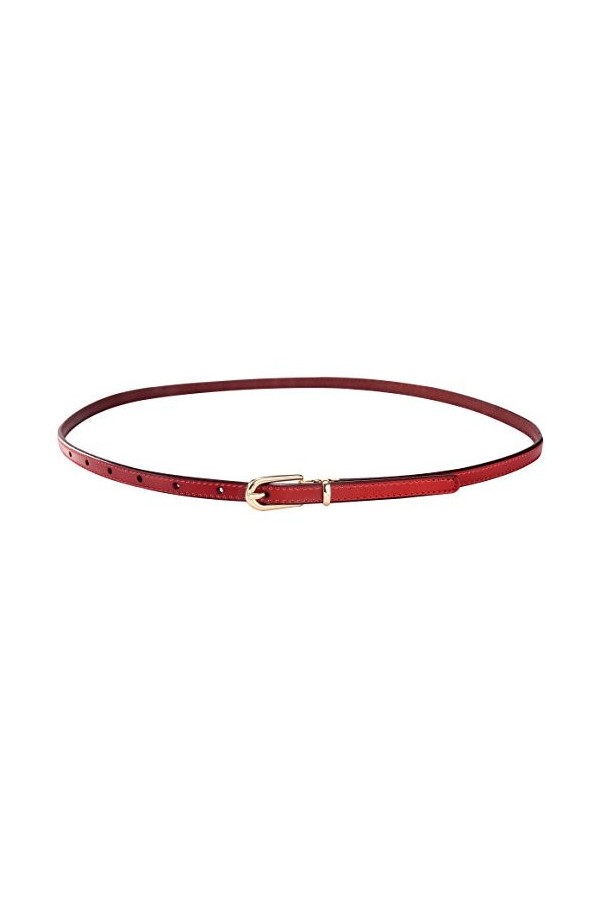 Aivtalk - Ceinture Rouge Fille Femme Cuir Mode Fine Sangle Ceinturon avec Boucle Alliage pour Décoration Jean Robe Pantalon B