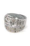 AnJuHoPa Vintage Style Belt Fashionable Sporty Women Girl Leather belt Rhinestone rivets or Crystal Design Silver2.0-110cm