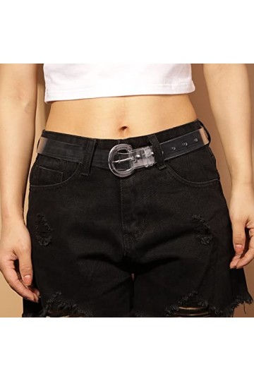 LUOZZY Ceinture transparente en PVC pour femme - Ceinture large - Style décontracté - Accessoire pour jupe, pantalon, robe, c
