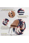 JK Home 125cm Ceinture Elastique Tressée pour Femme Boucle Ceintures Homme Extensible 3.3cm de Large Azur Beige