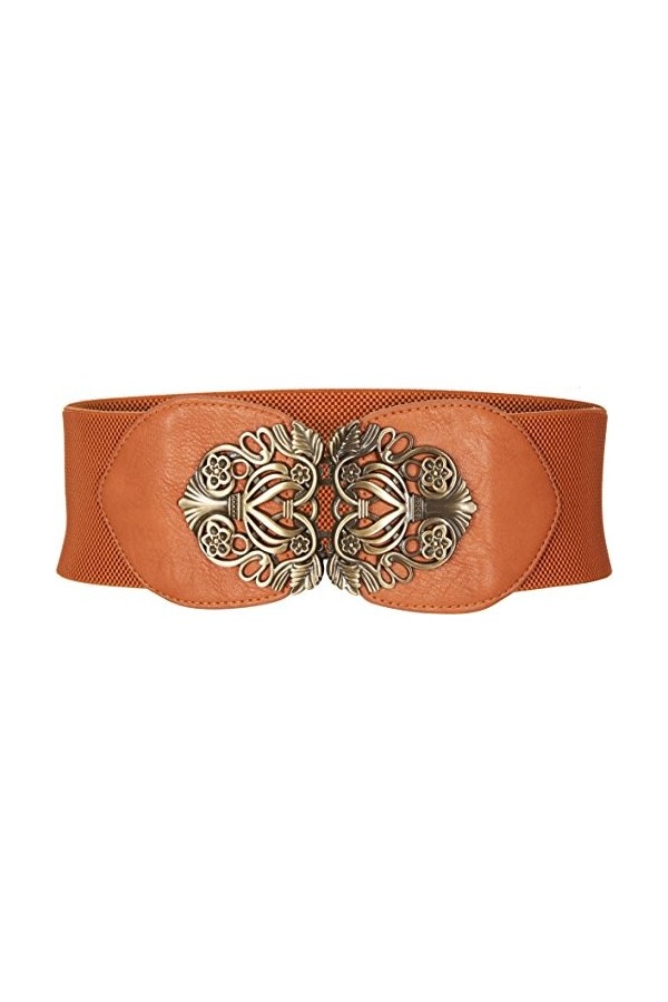 BlackButterfly 3 Pouces de Large Élastique Boucle Vintage Ceintur Marron, XL 