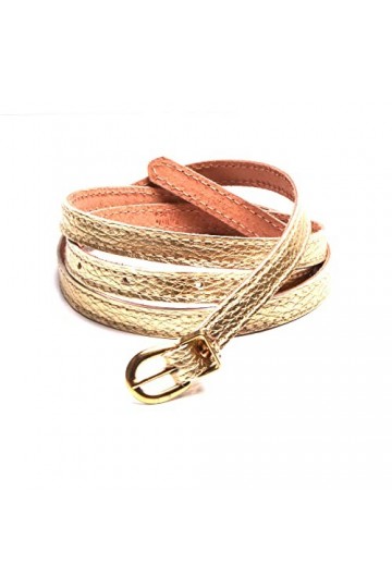 Ceinture Femme fine 1 cm cuir dorée pour robe accessoire luxe tendance made in France. M 90 cm 