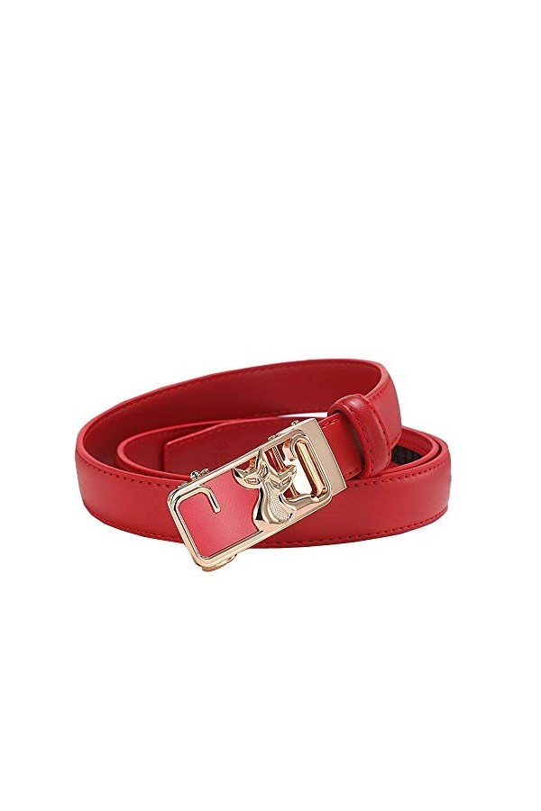 Fangfhu Ceinture de boucle automatique pour femmes Casual Wild Cuir Ceinture taille 105cm 115cm Deux Spécifications Cygne no