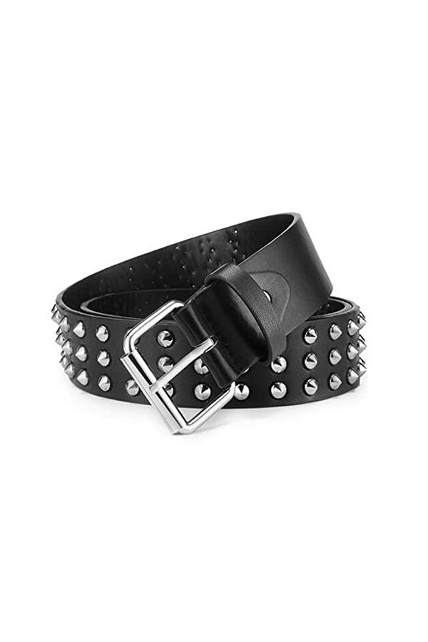 Black Sugar Ceinture Mixte Cloutée Clous Balles Gothique Goth Punk Rock Solide PU Noir Pyramides Clous 