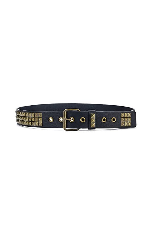 Black Sugar Ceinture Mixte Cloutée Clous Balles Gothique Goth Punk Rock Solide PU Noir Pyramides Clous 
