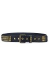 Black Sugar Ceinture Mixte Cloutée Clous Balles Gothique Goth Punk Rock Solide PU Noir Pyramides Clous 