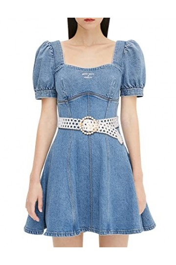 Barry.Wang Ceinture avec perles et strass pour femme Blanc cassé, Blanc cassé, rond, fin, taille unique