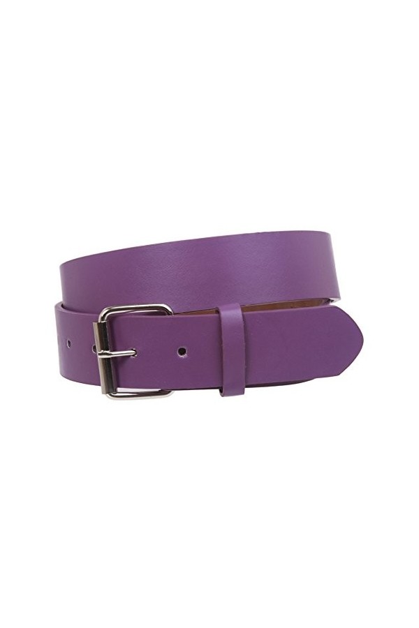 Ceinture Jean en cuir uni à clipser 38 mm avec boucle enroulable - Violet - XS-66/71 cm