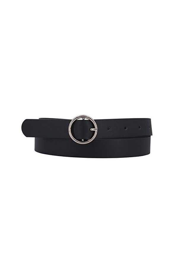 EANAGO Ceinture femme noire avec boucle argentée. Largeur : 2,4 cm. - Noir - X-Small
