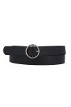 EANAGO Ceinture femme noire avec boucle argentée. Largeur : 2,4 cm. - Noir - X-Small
