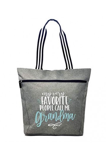 Grand sac fourre-tout zippé avec poches pour grand-mère – Cadeau parfait, gris Fave People Gray Lexie , Medium