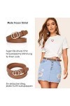 XZQTIVE Ceinture skinny pour femme Jeans fine en cuir avec boucle en métal noir, 4-marron, M: 110cm Passt Taillengröße 88-100